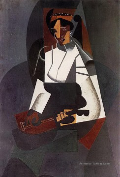 femme avec une mandoline après corot 1916 Juan Gris Peinture à l'huile